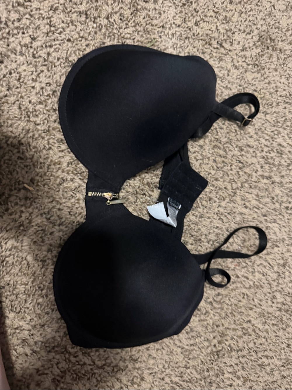 Rampage Black Convertible Bra with Center Zipper Accent